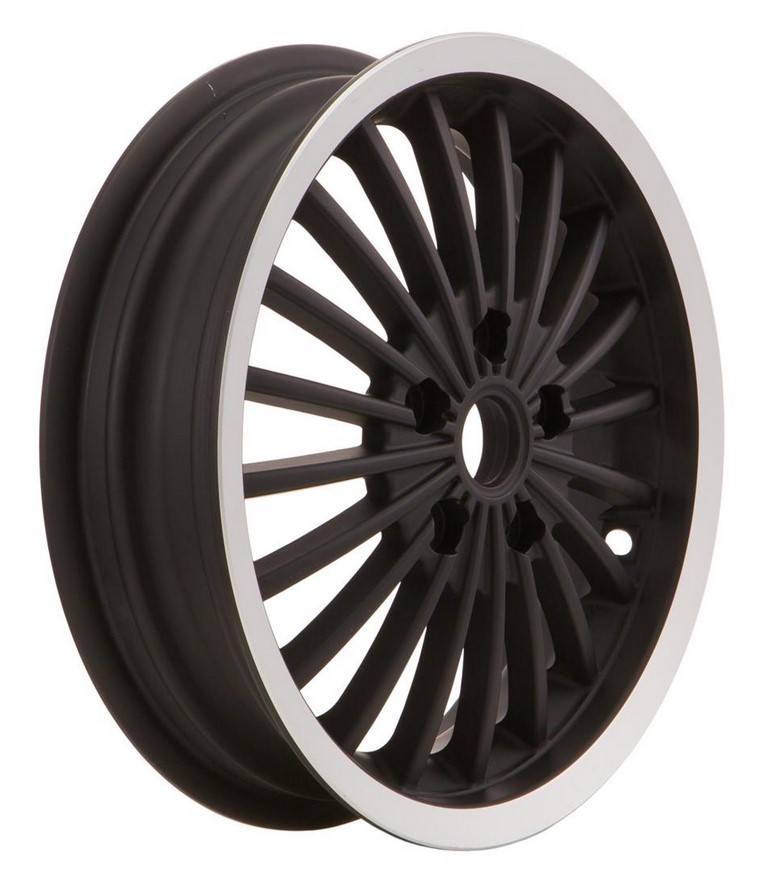Jante avant/arrière pour Vespa GTS/GTS Super/GTV/GT 125-300ccm, noire avec bordure polie