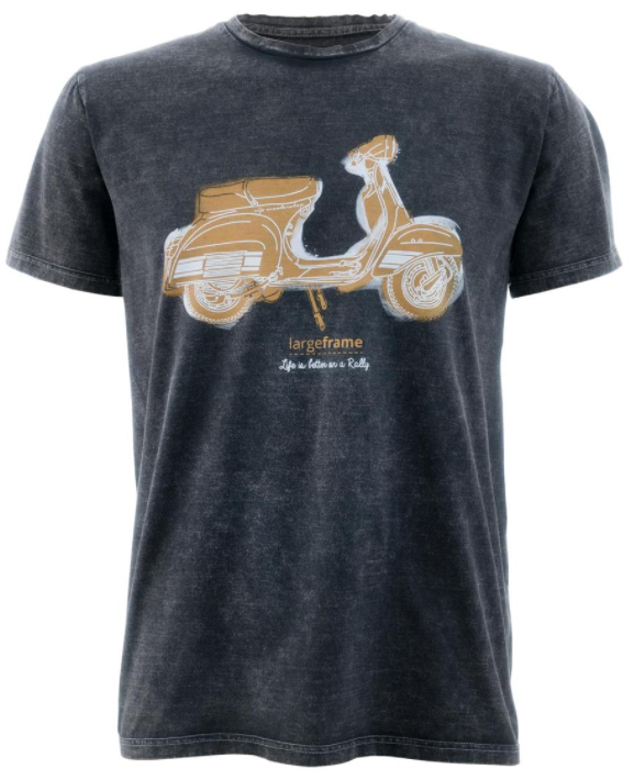 T-Shirt "La vie est meilleure sur un rallye", homme noir stone wash