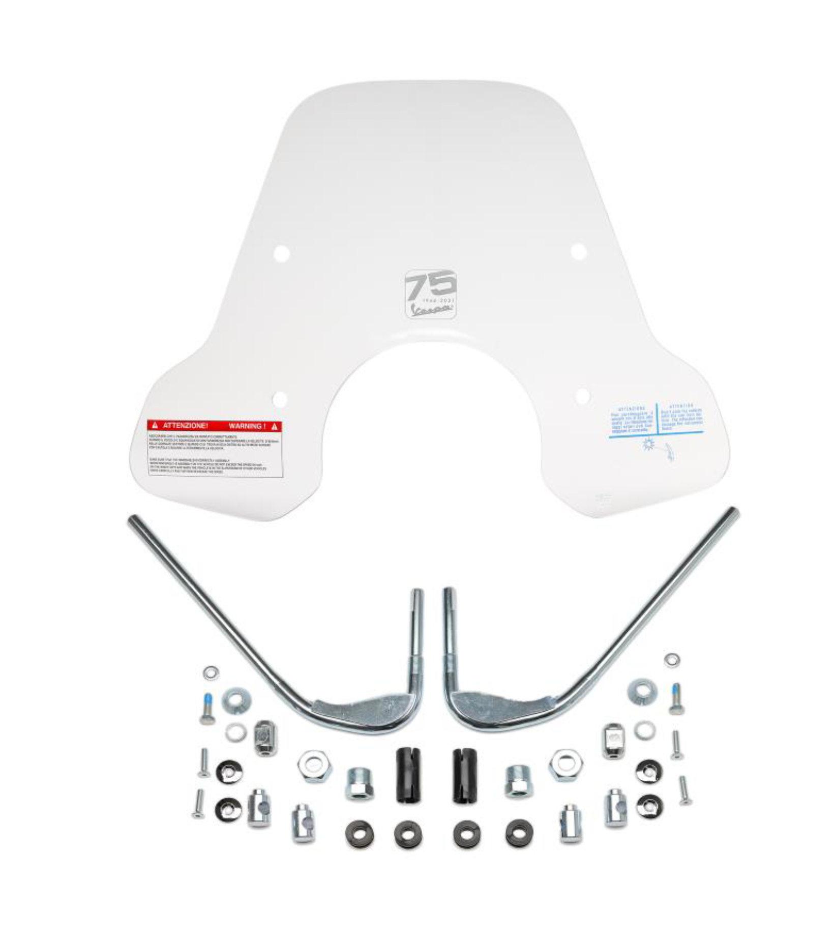 Grand pare-brise avec support, 75 Anniversaire pour Vespa Primavera