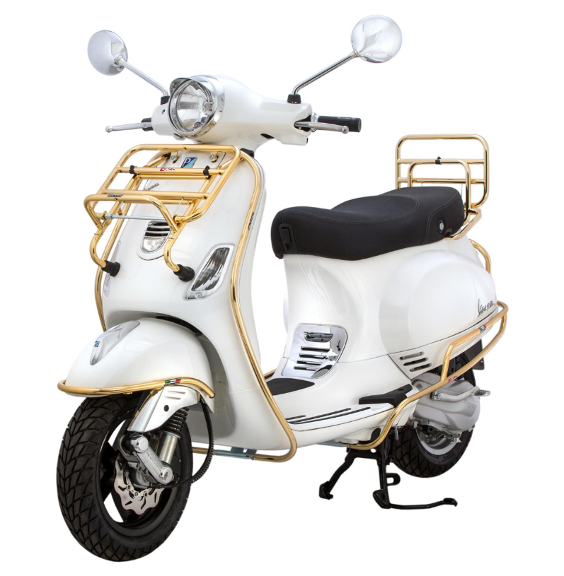 Porte-bagages avant pour Vespa LX/LXV 50-150ccm, pliable, or