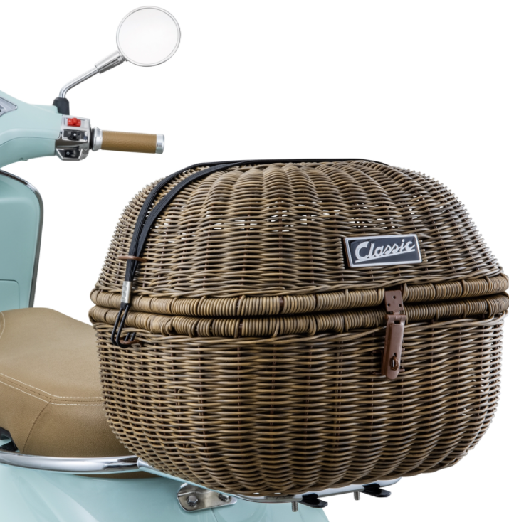 Panier Classic avec porte-bagages pour Vespa Primavera/Sprint 50-150ccm, marron foncé