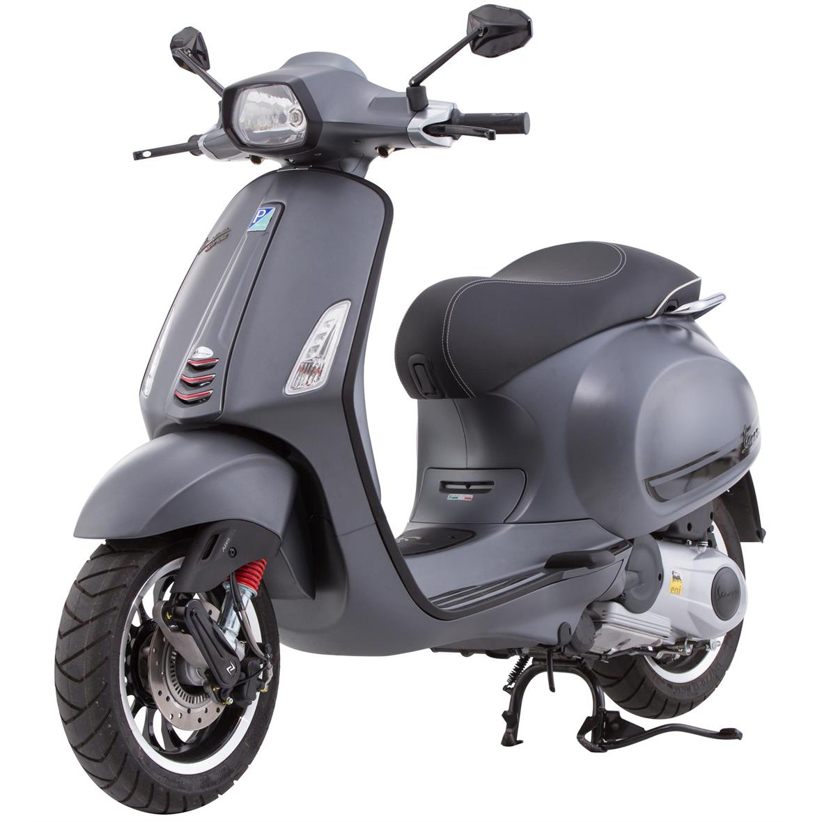 Tube mono fente bouclier de jambe noir brillant pour Vespa Primavera/Sprint 50-150ccm