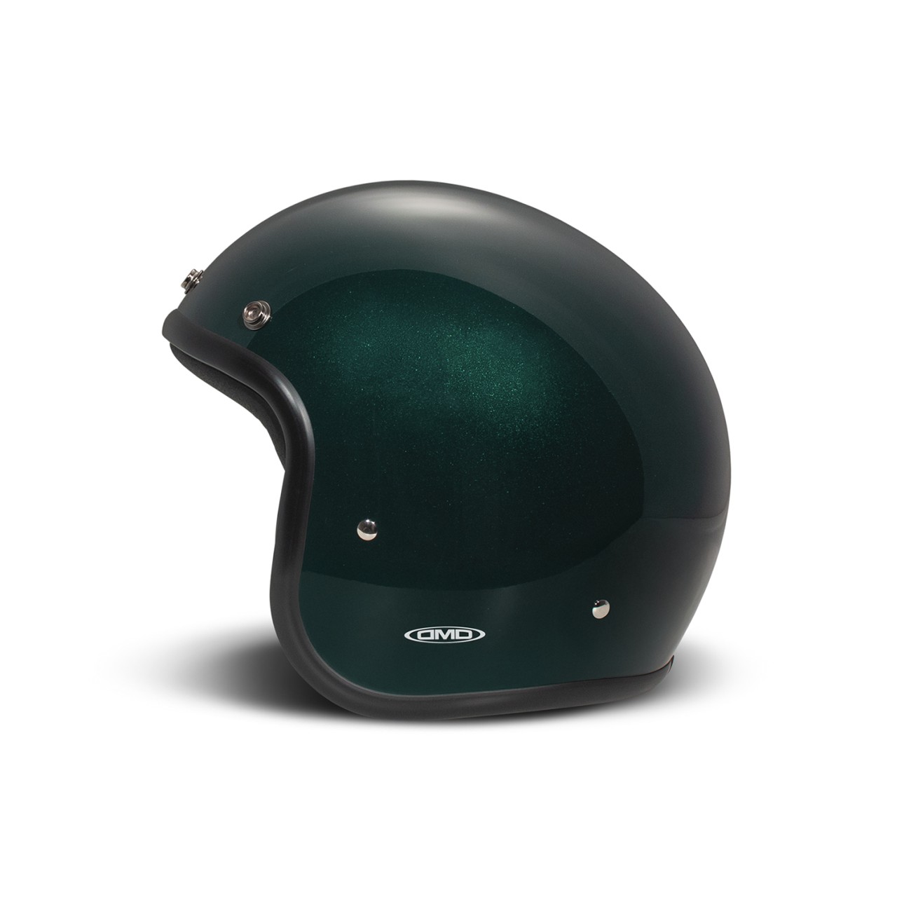 DMD casque jet retro, vert, paillettes, Deep Green, fibre de verre, ECE 22.06