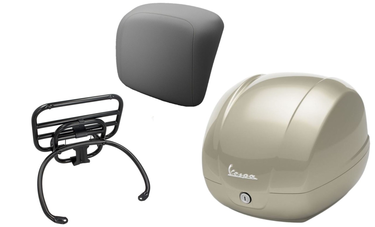 Kit top case 36L beige (Q01), porte-bagages noir pour Vespa GTS 125/300/310