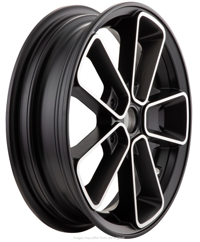 Jante avant/arrière 12" pour Vespa GTS/GTS Super/GTV/GT 125-300ccm, noire avec bordure argentée