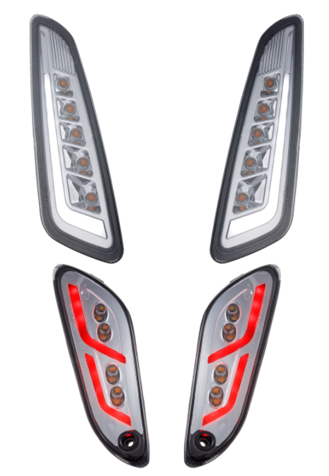 Kit clignotants avant & arrière pour Vespa Primavera/Sprint 125-150ccm 2T/4T AC, teinté