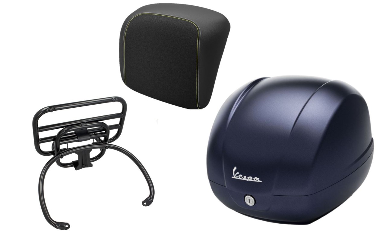 Kit top case 36L bleu foncé mat opaque (288/A), porte-bagages noir pour Vespa GTS 125/300/310