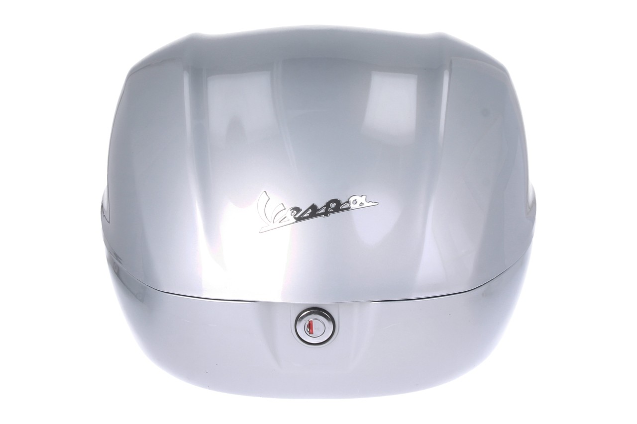 Kit top case 32L gris (G41), coussin dorsal noir pour Vespa Primavera