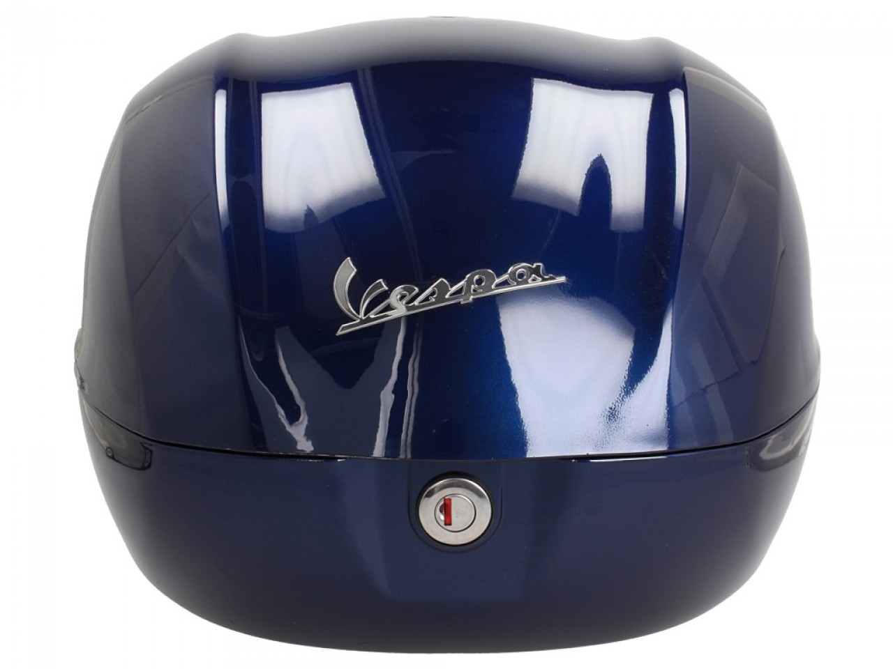 Kit top case 32L bleu foncé (289/A), coussin dorsal beige pour Vespa Primavera