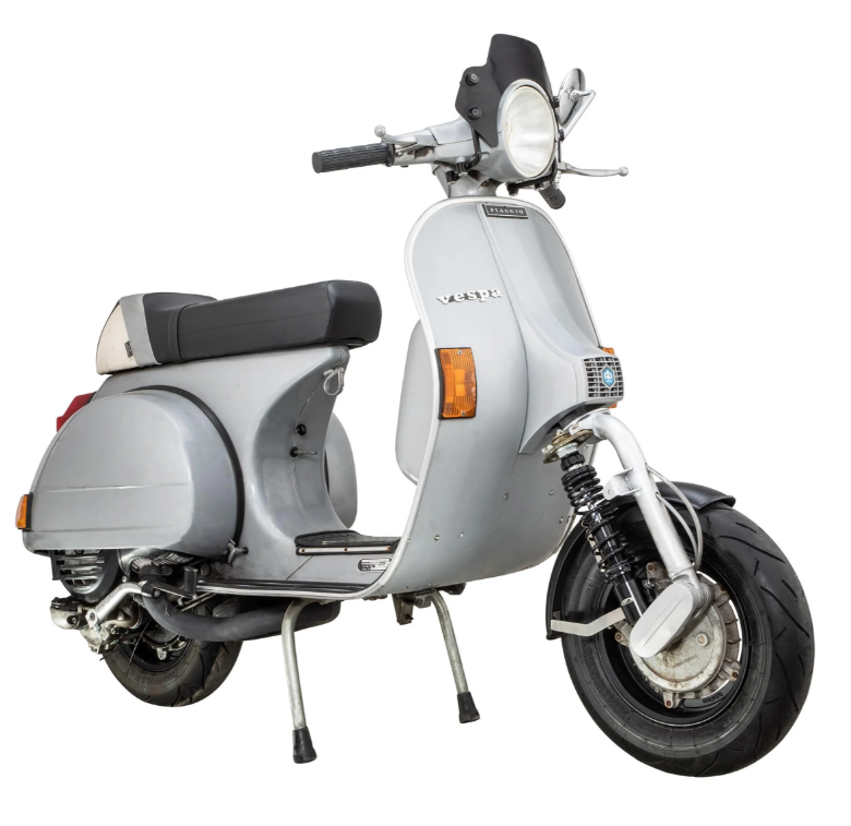 Aile 2.0 Garelli pour Vespa PX 80-200ccm, métal noir mat, support inox brossé