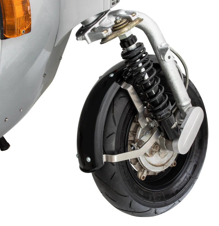 Aile 2.0 Garelli EVO II pour Vespa PX 80-200ccm, GFK noir, support inox brossé