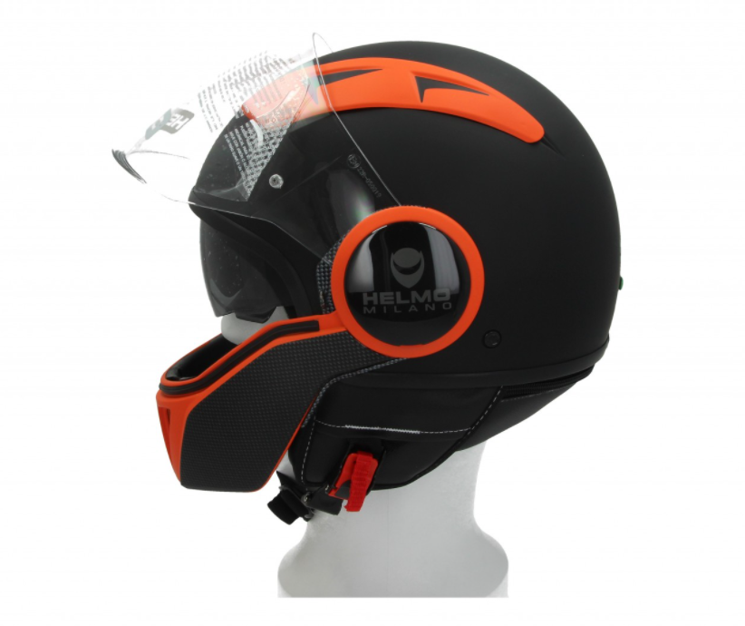 Helmo Milano Full casque jet, FuoriRotta Premium, noir, orange, matt