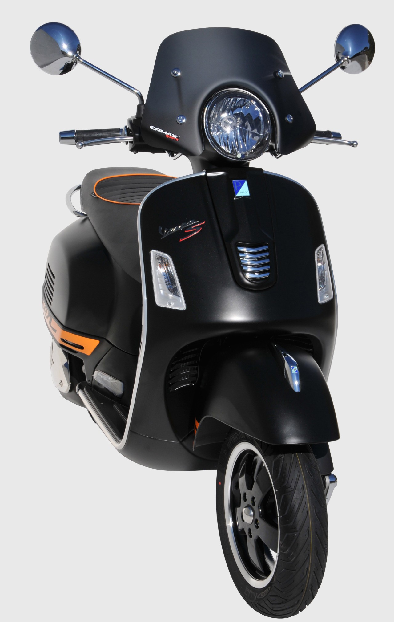 Pare-brise ERMAX Piccolo H 300 mm pour Vespa GTS/GTS Super/GT L (-22), noir mat
