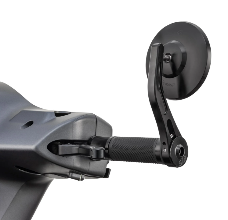 Rétroviseur d'extrémité de guidon pour Vespa, gauche ou droite, rond, noir brillant