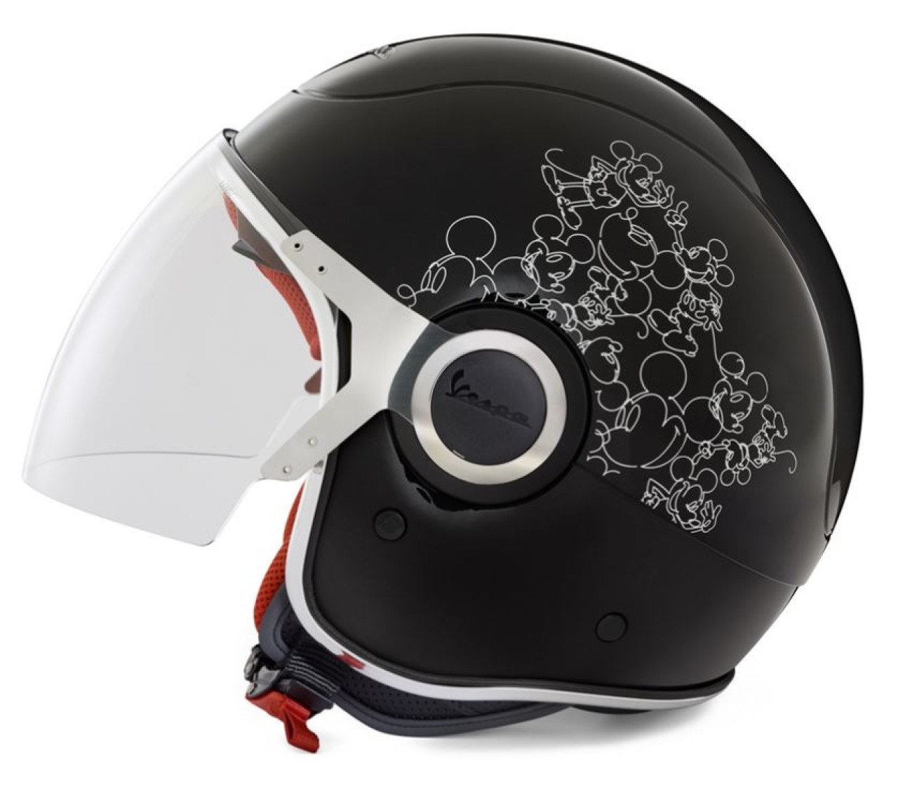 Casque Vespa jet, VJ, Mickey Mouse, noir
