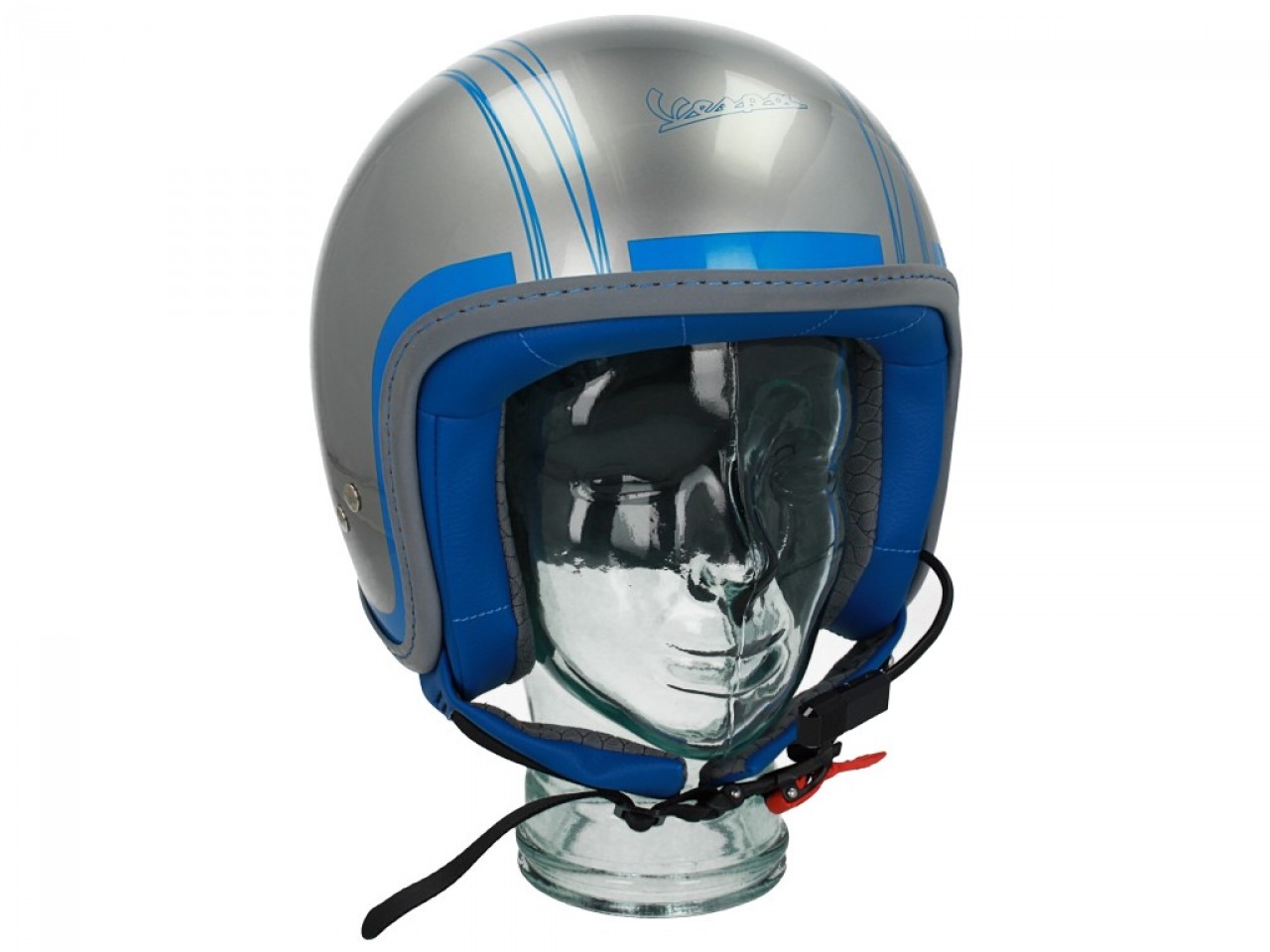 Casque jet Vespa Elettrica Tech blu (Bluetooth) argenté
