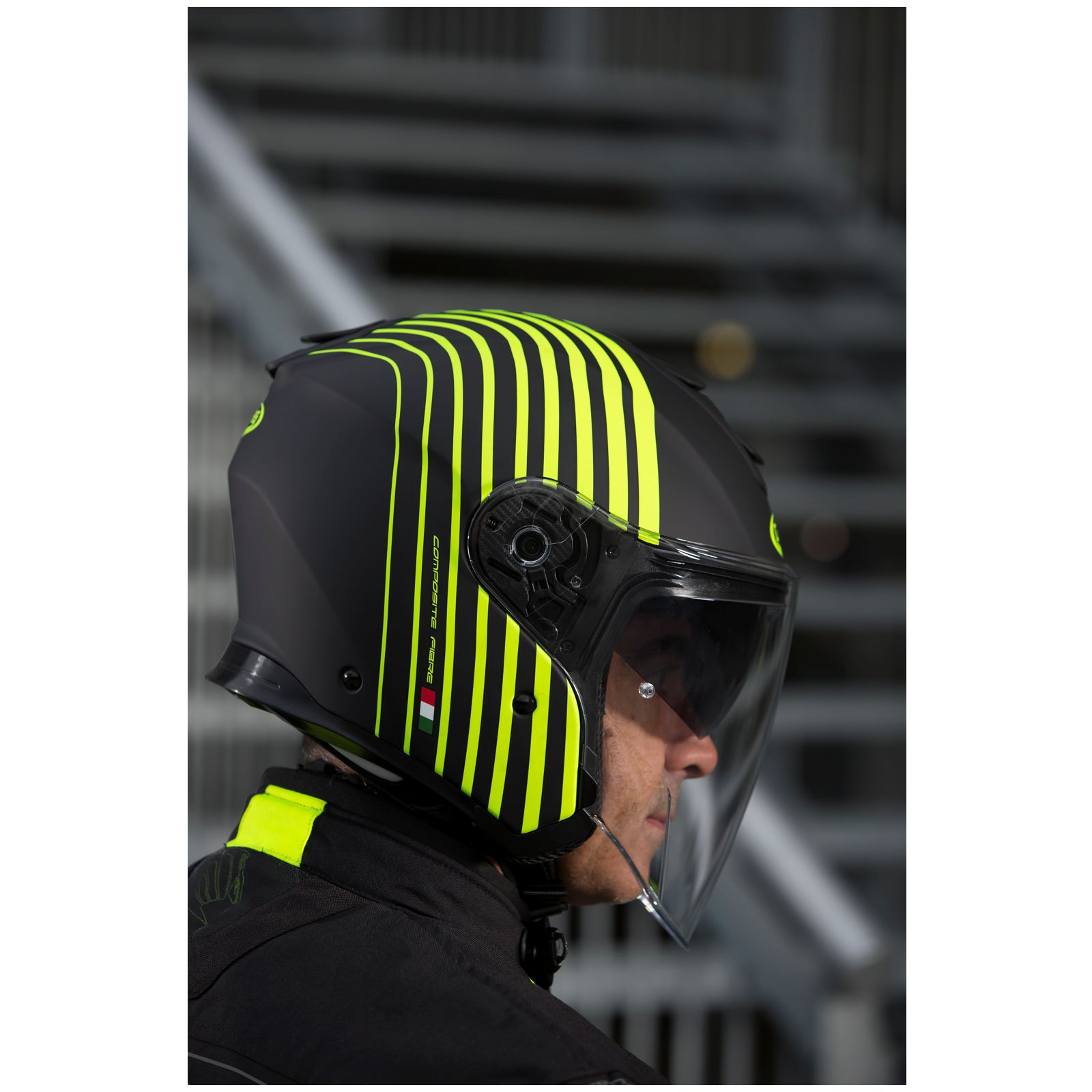 Caberg casque Flyon Bakari, noir mat/jaune fluo
