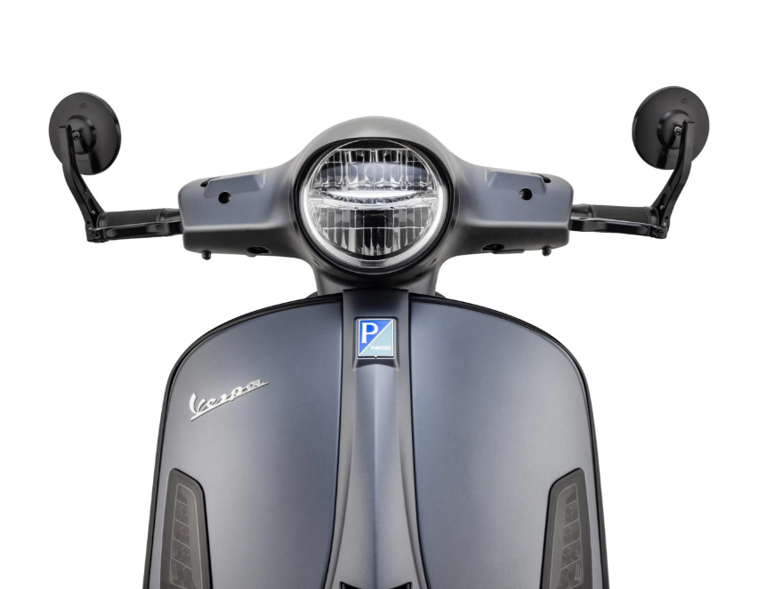 Rétroviseur d'extrémité de guidon pour Vespa, gauche ou droite, rond, noir brillant