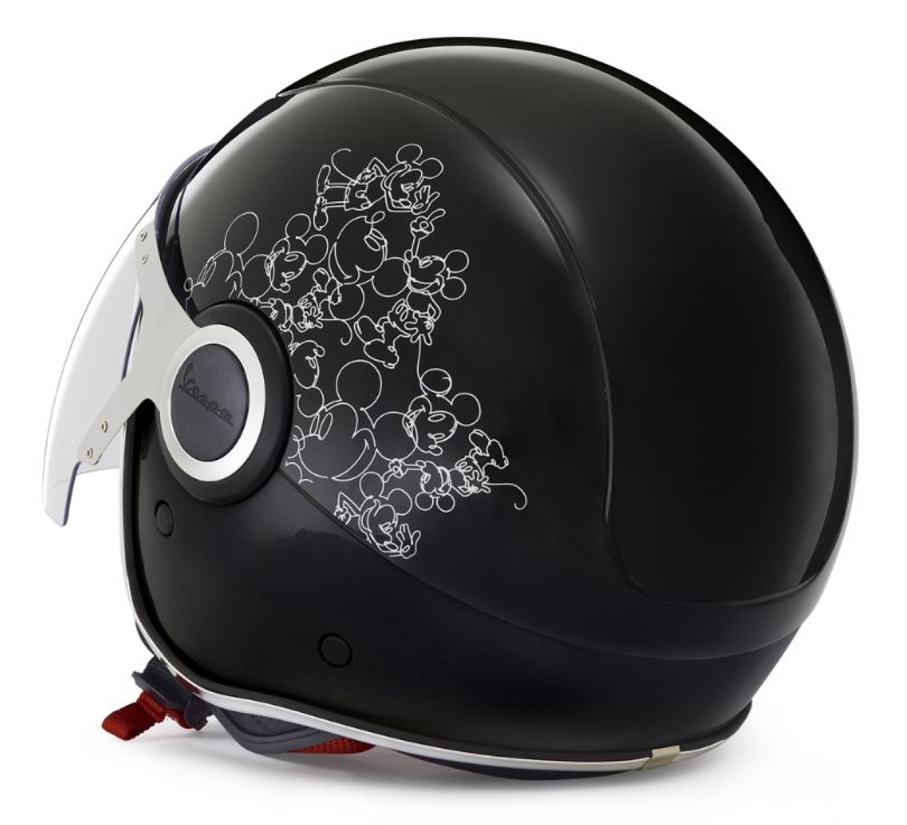Casque Vespa jet, VJ, Mickey Mouse, noir