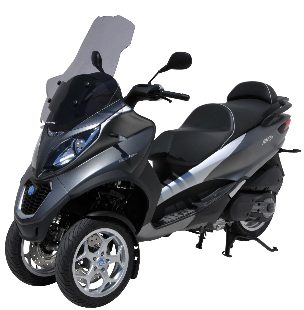Pare-brise ERMAX High Protection avec protection des mains pour Piaggio MP3 400 HPE (-22), gris