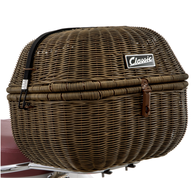 Panier Classic avec porte-bagages pour Vespa Primavera/Sprint 50-150ccm, marron foncé