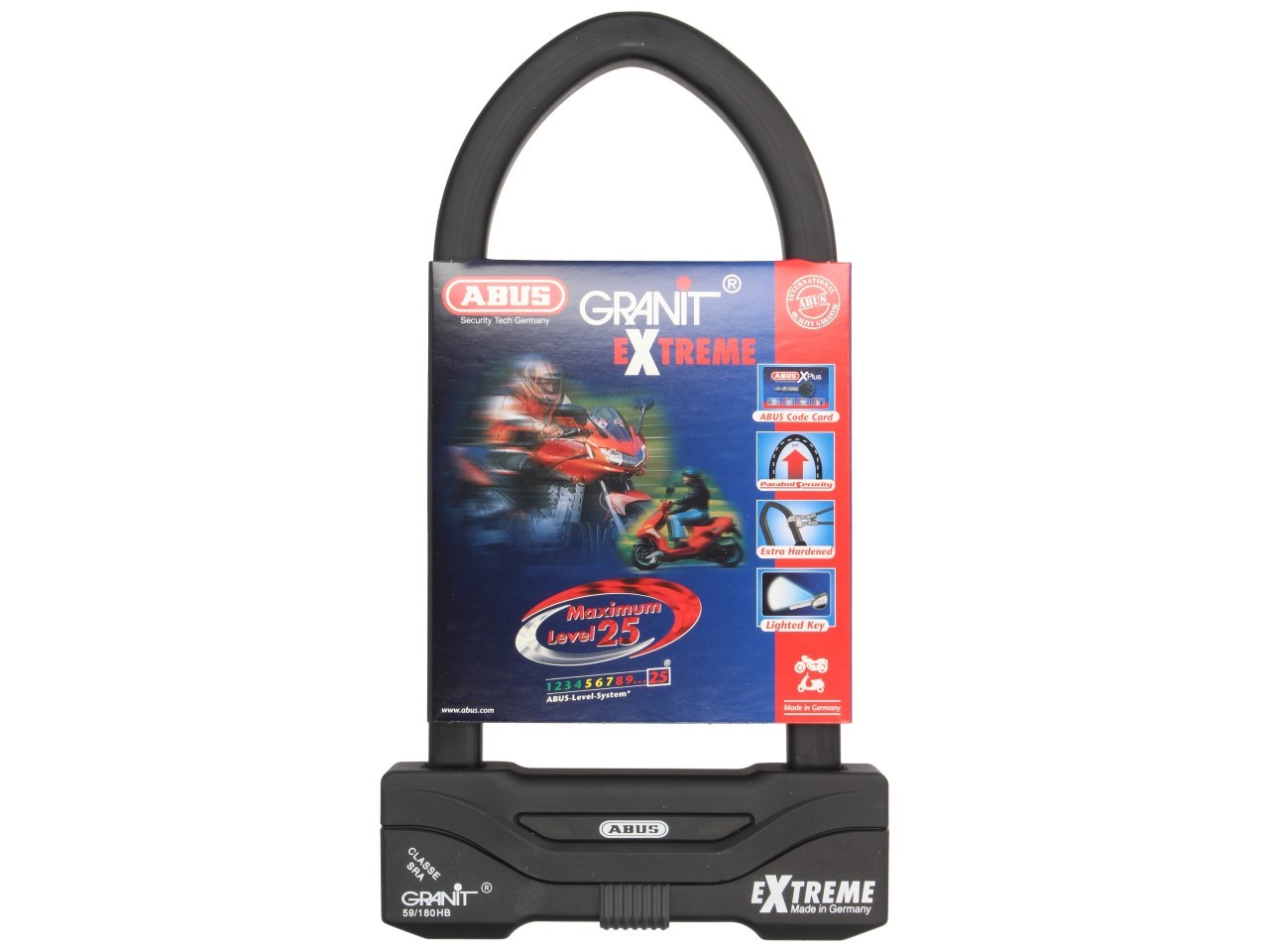 Antivol à arceau ABUS 260x111 Granit Extreme Plus 59 pour moto, scooter & Vespa