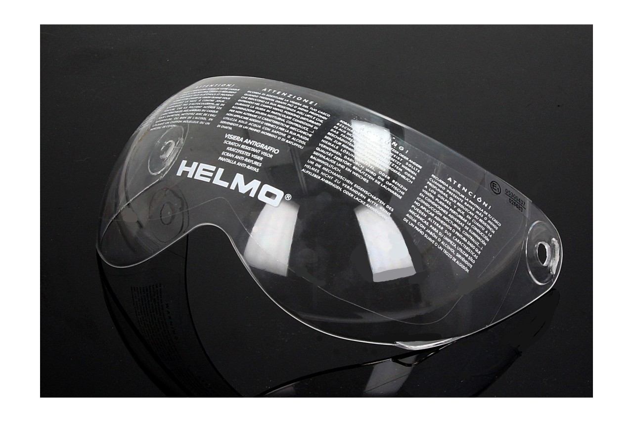 Visière Helmo Milano, transparente, visière pour lunettes adaptée aux modèles PelleDura, ViaColVento et Turbine (ECE 22.05)